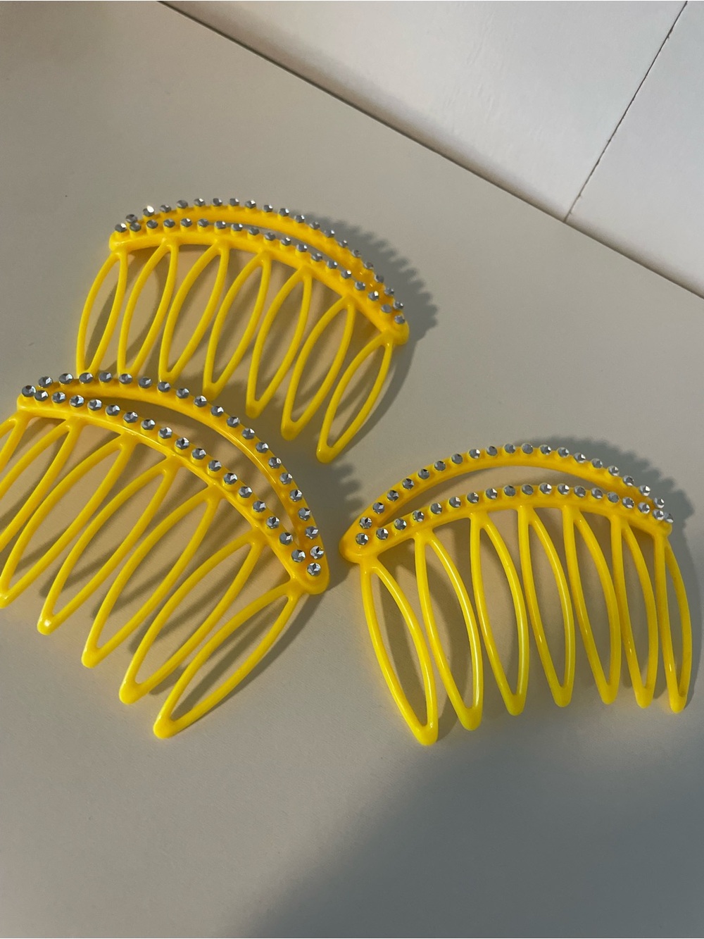 Yellow bedazzled hair clips/comb